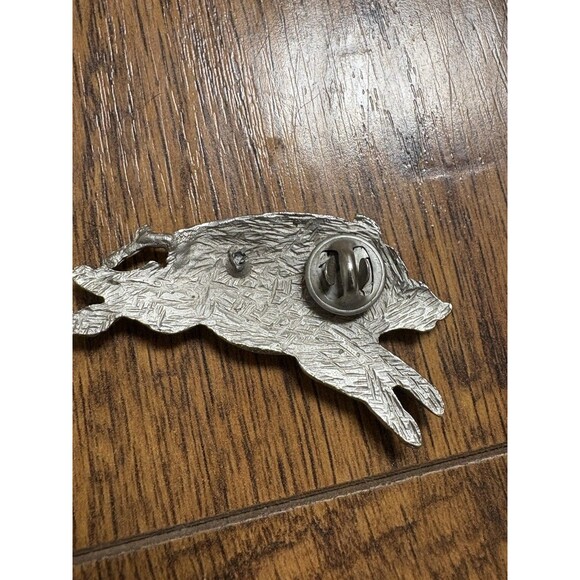 Vintage Silver Tone Wild Boar Brooch Pin Animal Pig - Picture 6 of 9